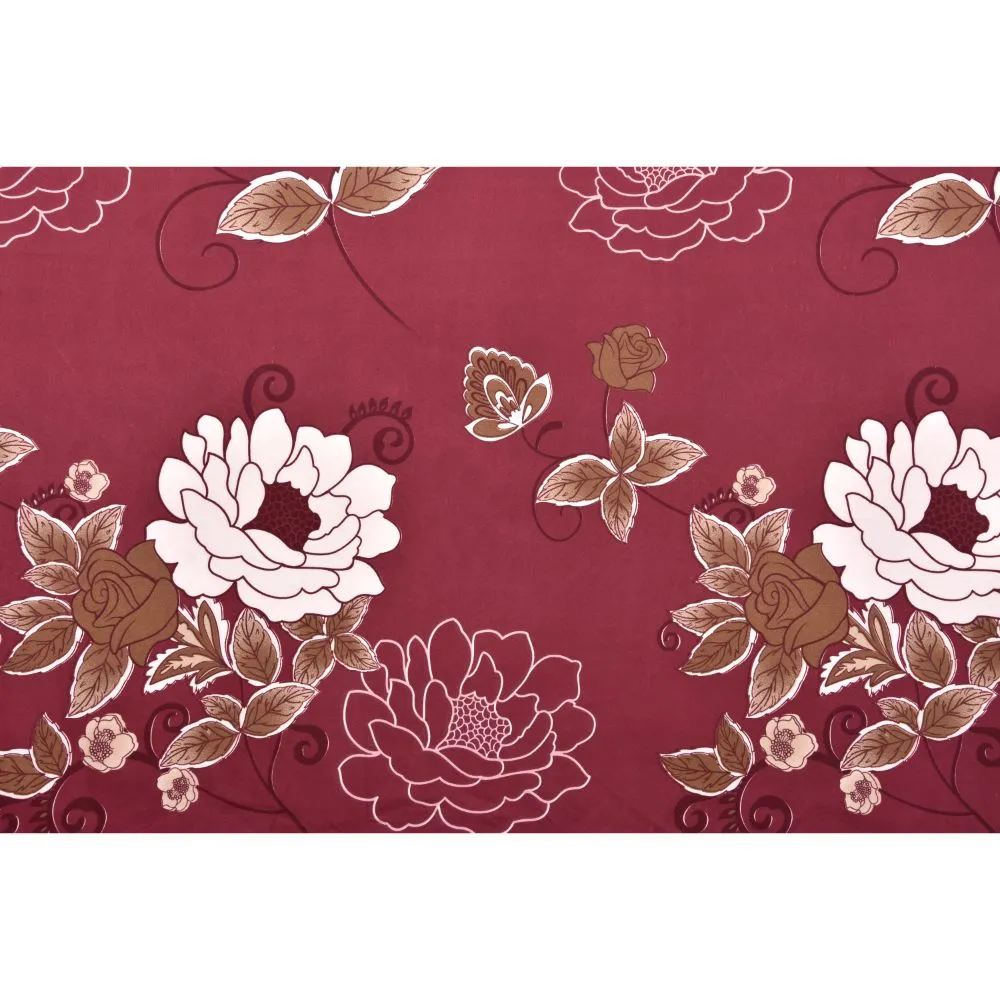 Jaipur Fabric Wild White Flora Red Super Soft Double Bedsheet