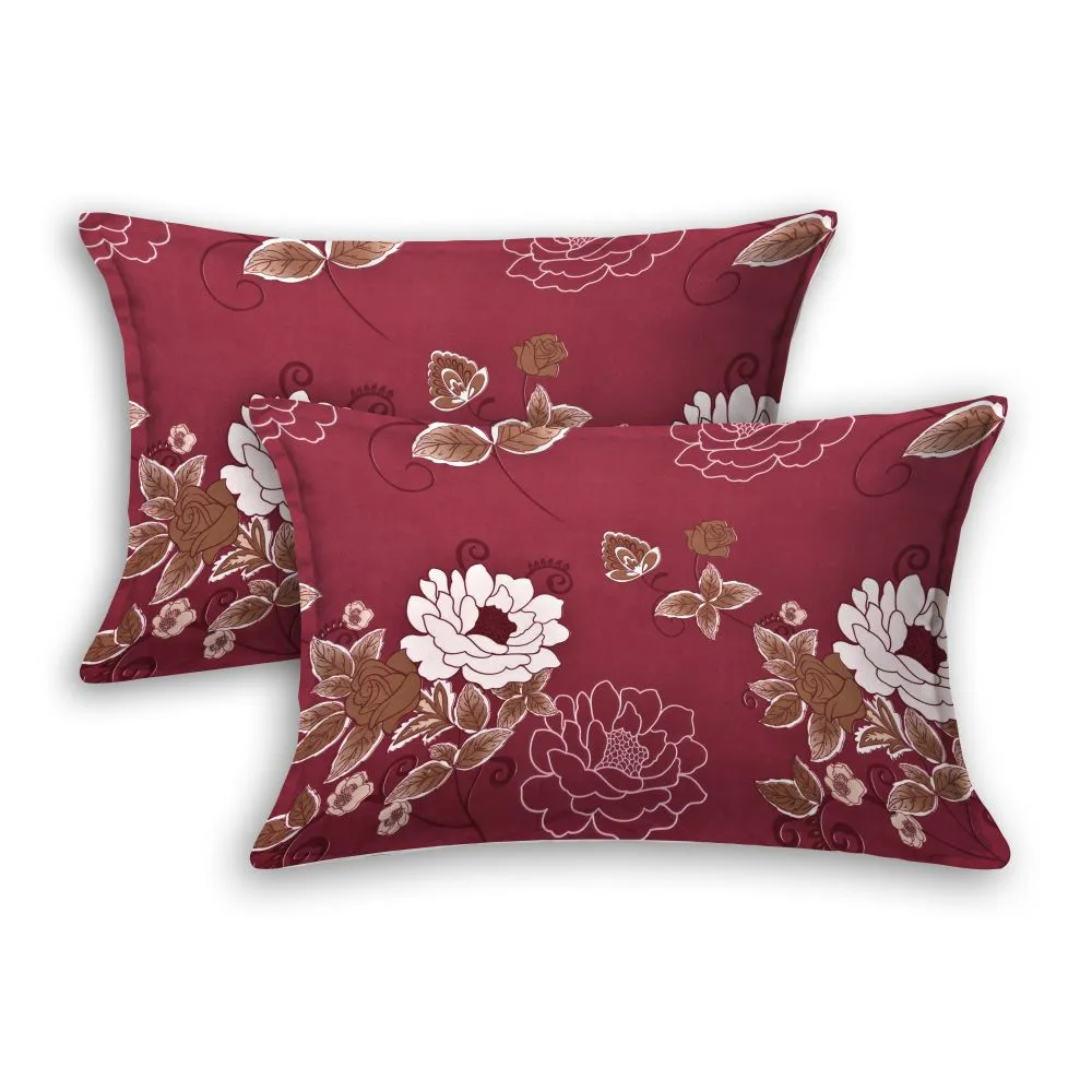 Jaipur Fabric Wild White Flora Red Super Soft Double Bedsheet