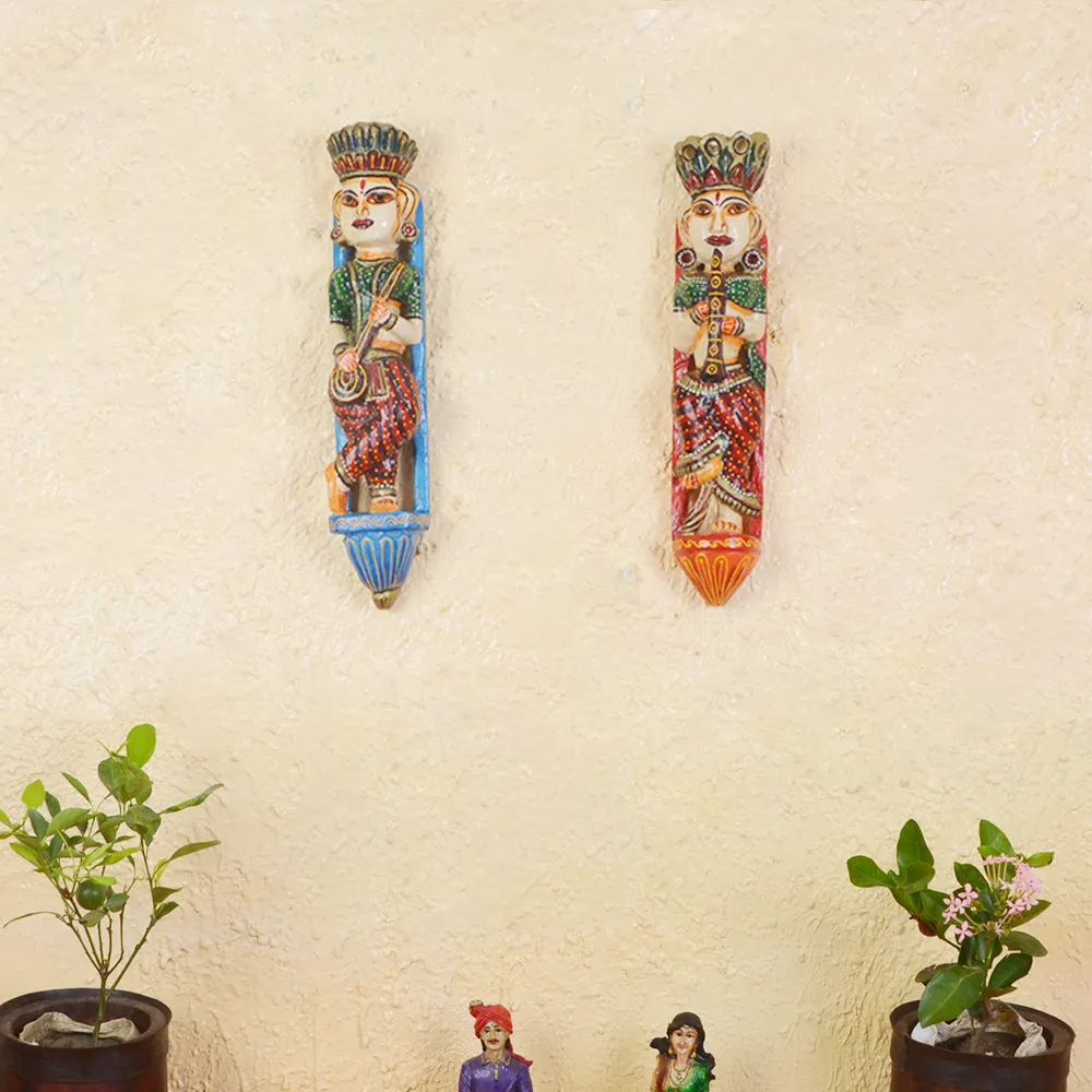Jaipur Kathputli Themed Set of 2 Wooden Dolls