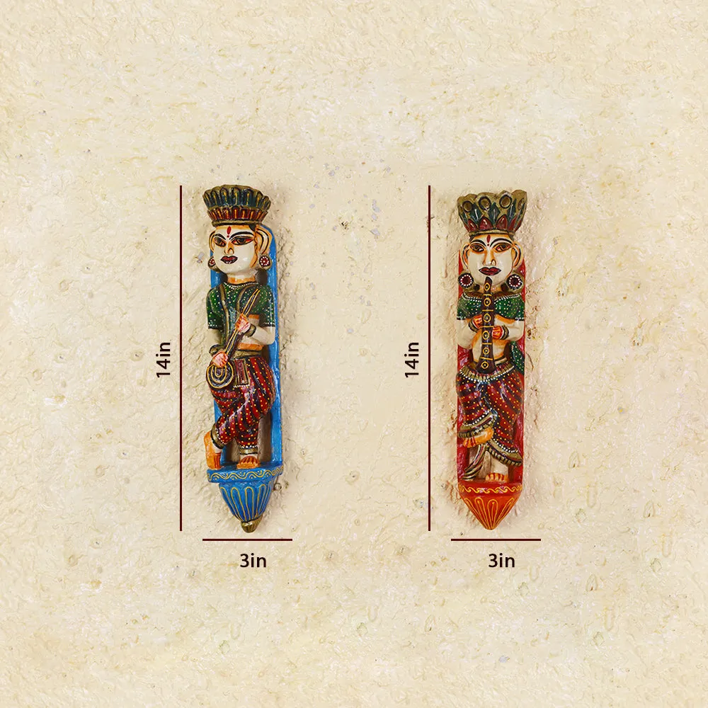 Jaipur Kathputli Themed Set of 2 Wooden Dolls