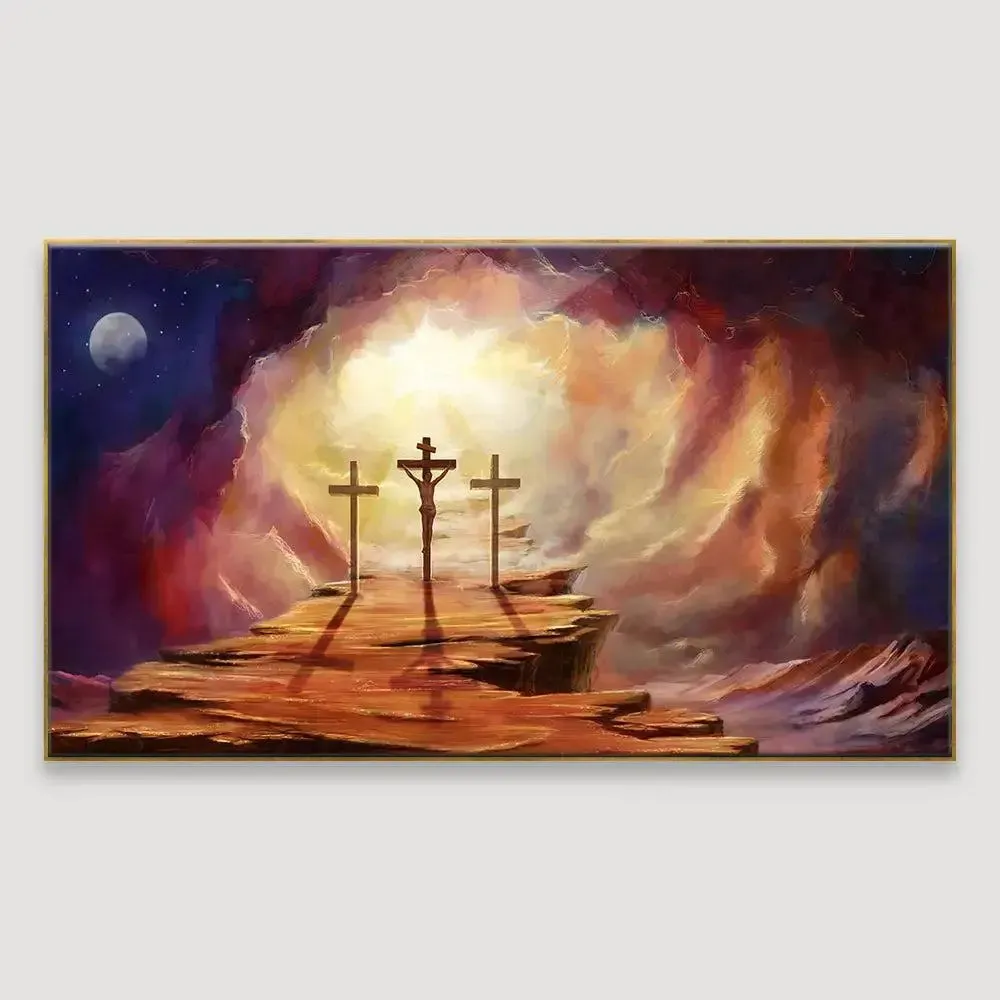 Jesus Christ On Cross Spiritual Canvas Wall Painting With Frame