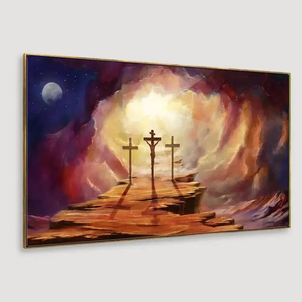 Jesus Christ On Cross Spiritual Canvas Wall Painting With Frame