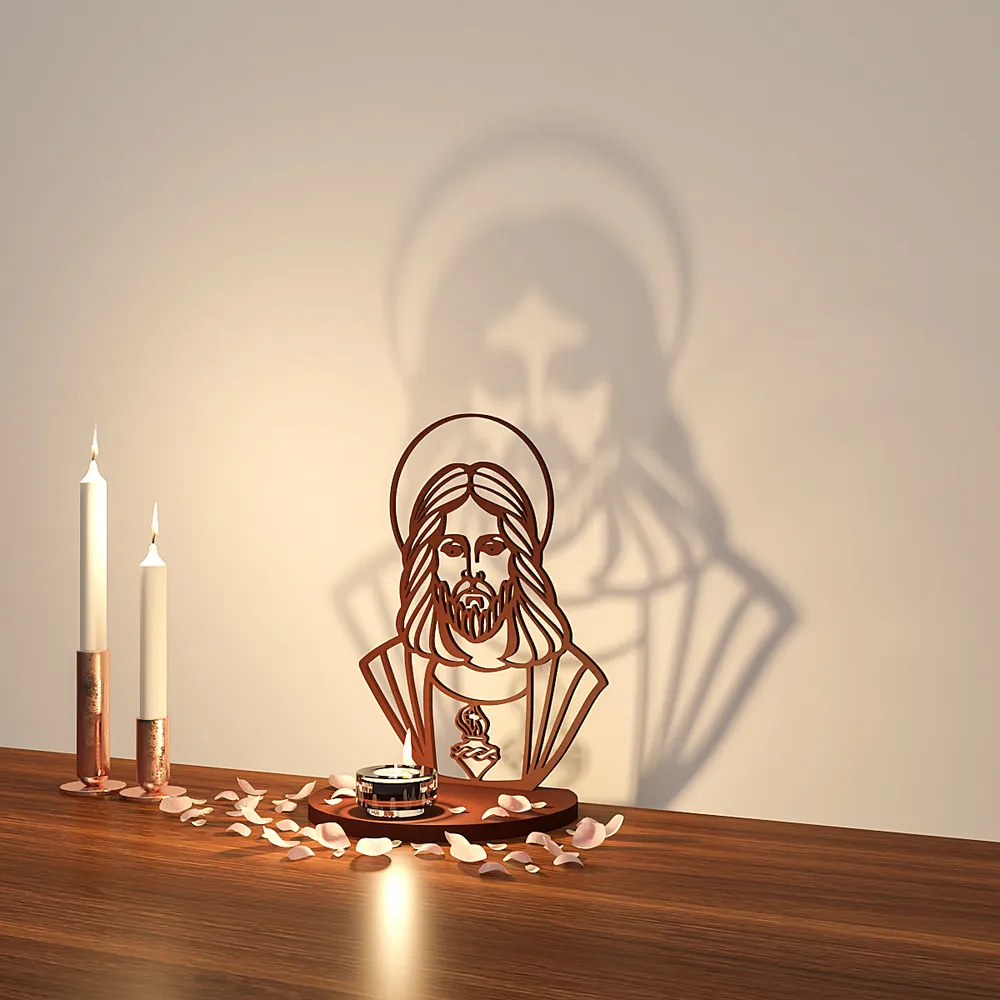 Jesus Christ Shadow Tea Light Holder