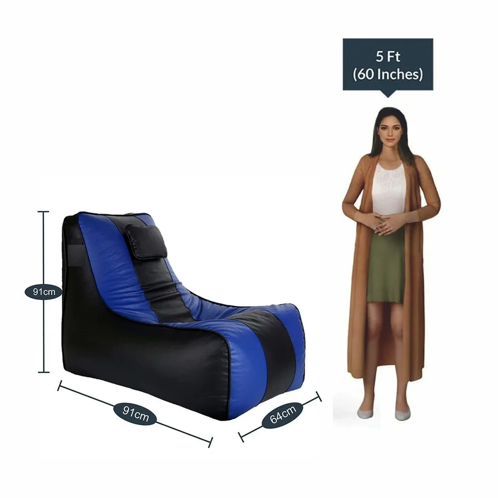 Jumbo Black & Blue  Lounge Bean Bag Cover