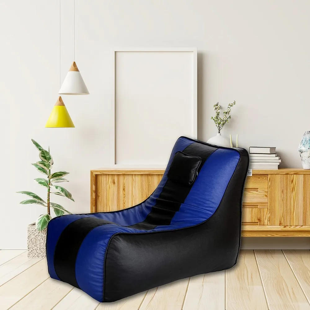 Jumbo Black & Blue  Lounge Bean Bag Cover