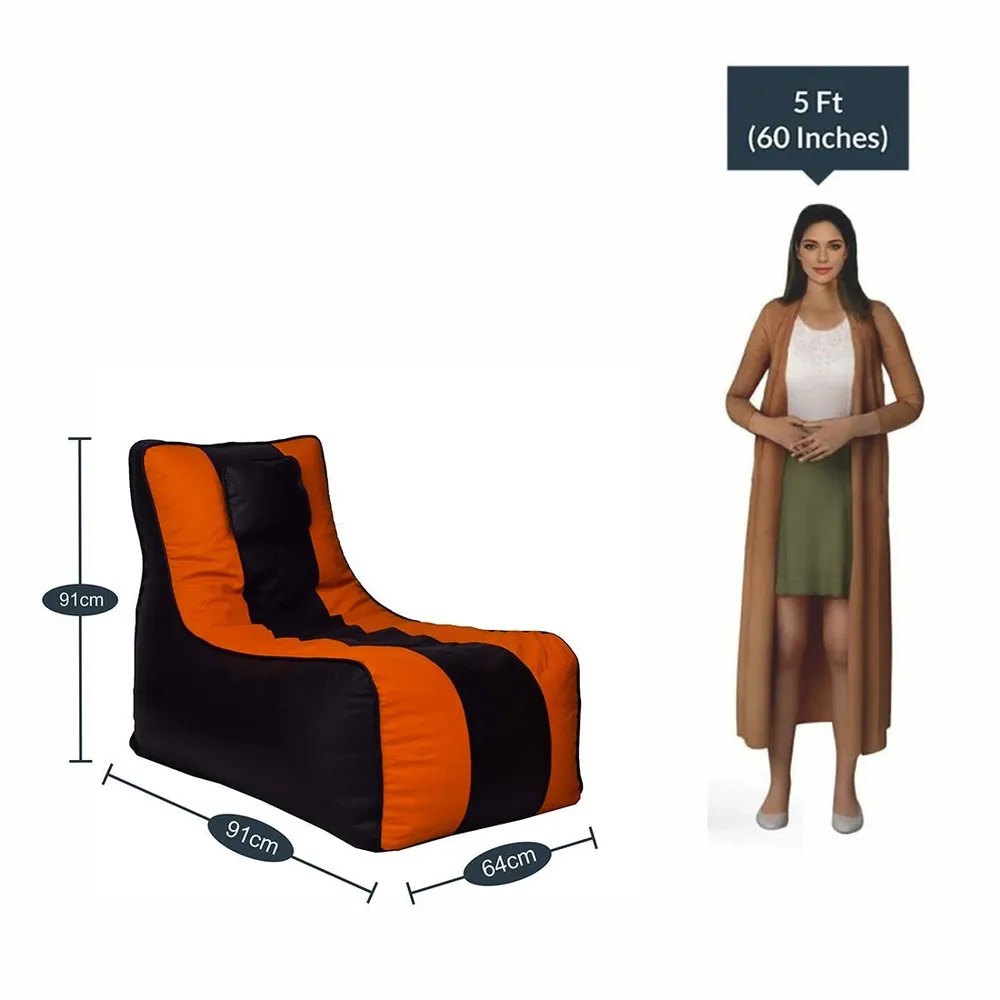 Jumbo Black & Orange Lounge Bean Bag Cover
