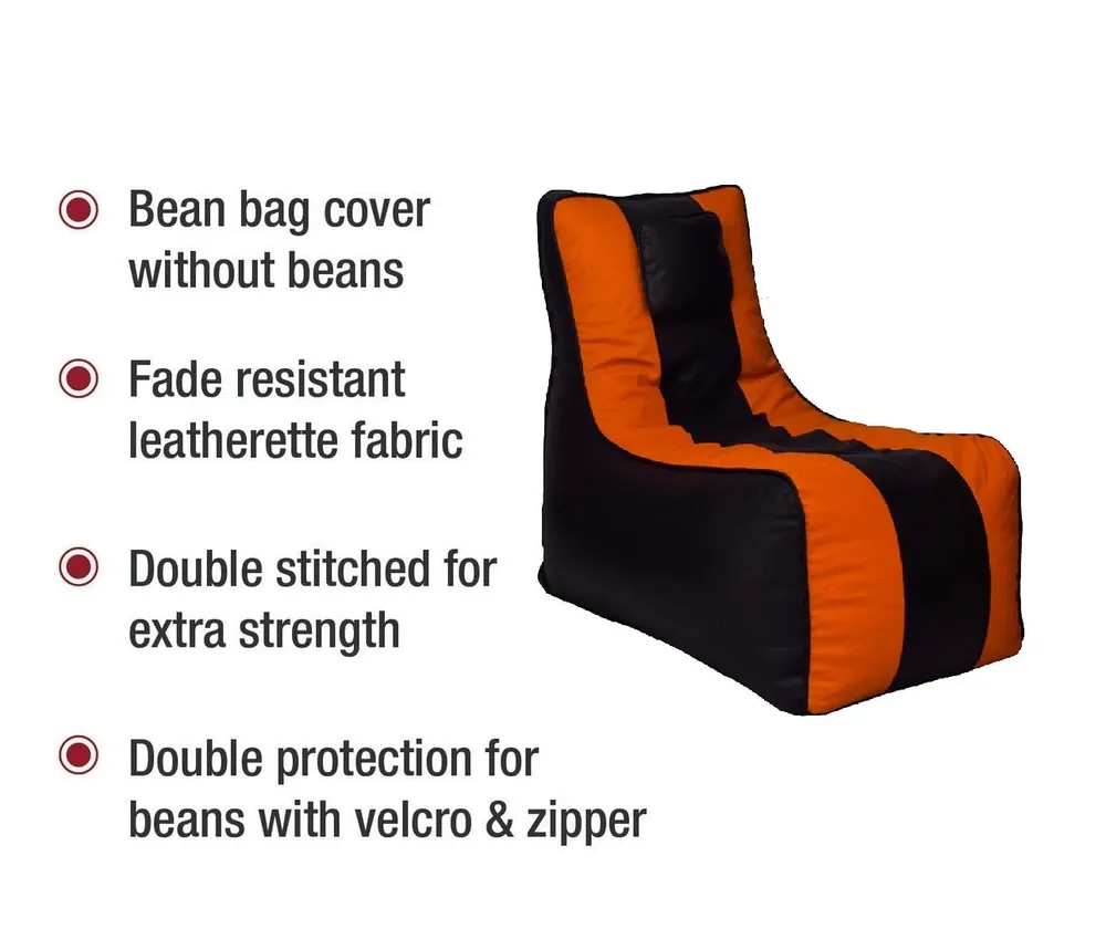 Jumbo Black & Orange Lounge Bean Bag Cover