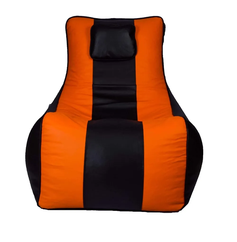 Jumbo Black & Orange Lounge Bean Bag Cover