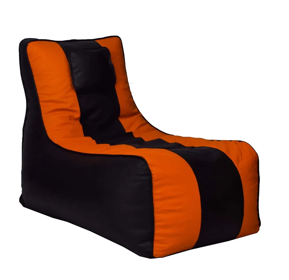Jumbo Black & Orange Lounge Bean Bag Cover