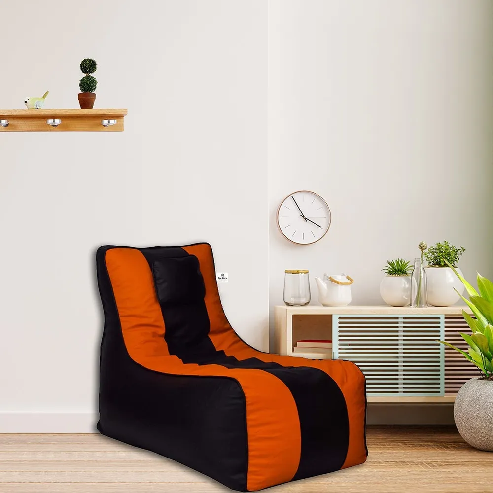 Jumbo Black & Orange Lounge Bean Bag Cover