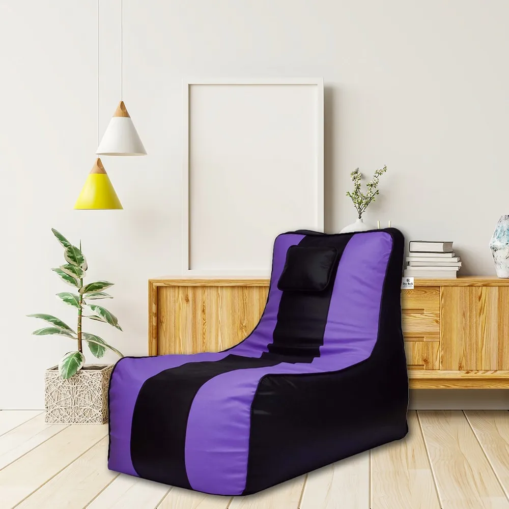 Jumbo Black & Purple Lounge  Bean Bag Cover