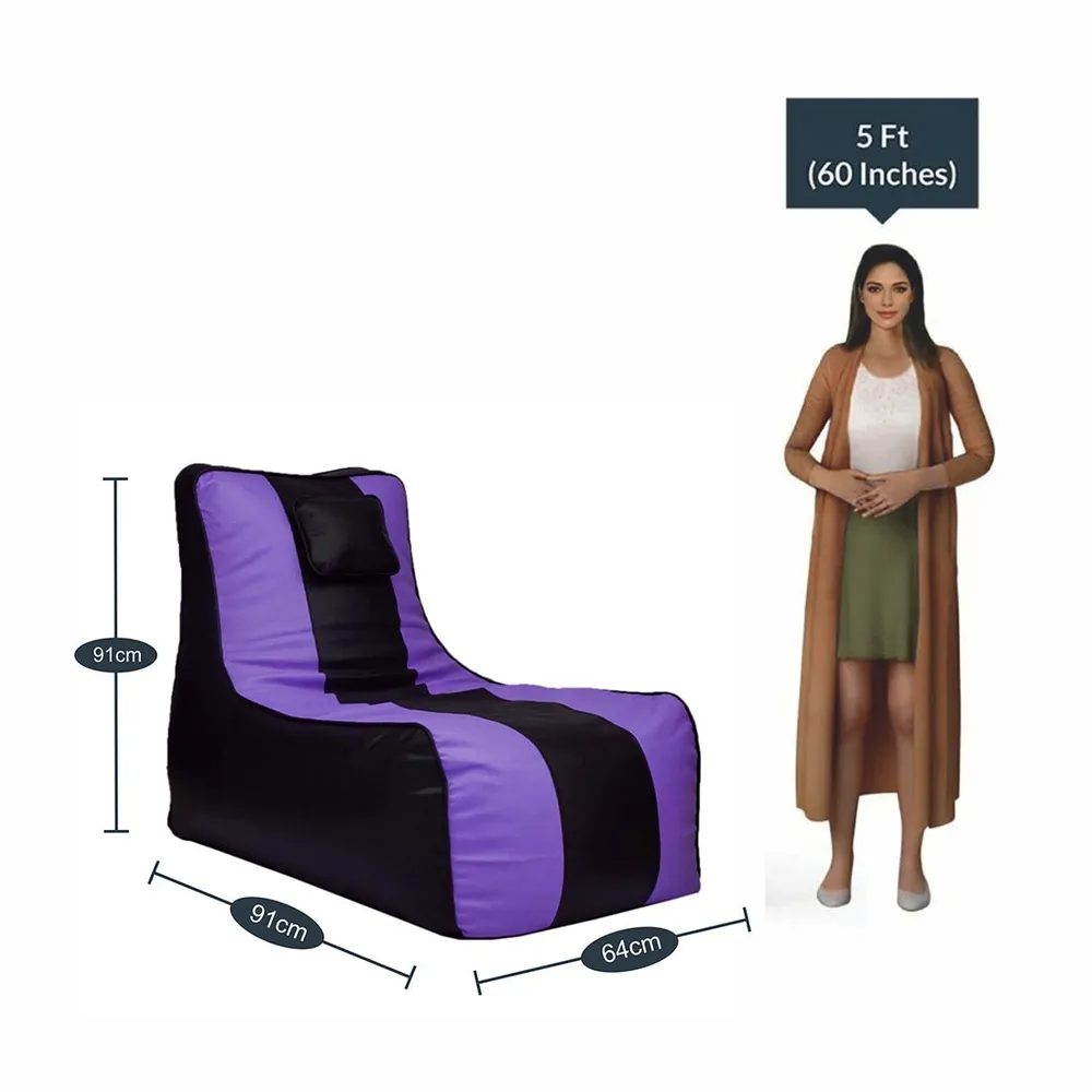 Jumbo Black & Purple Lounge  Bean Bag Cover