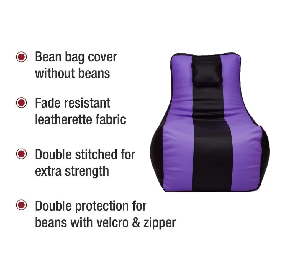 Jumbo Black & Purple Lounge  Bean Bag Cover