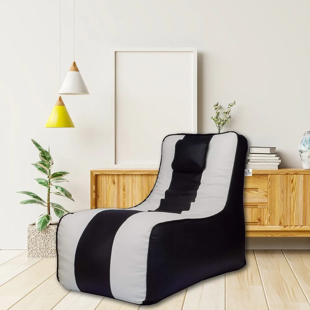 Jumbo Black & White Lounge Bean Bag Cover