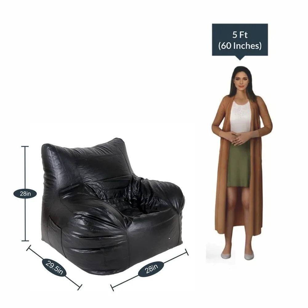 Jumbo Chair Black Cushiony Armchair Bean Bag Cover