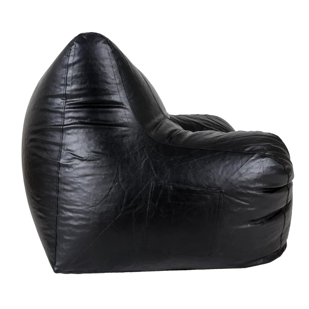 Jumbo Chair Black Cushiony Armchair Bean Bag Cover