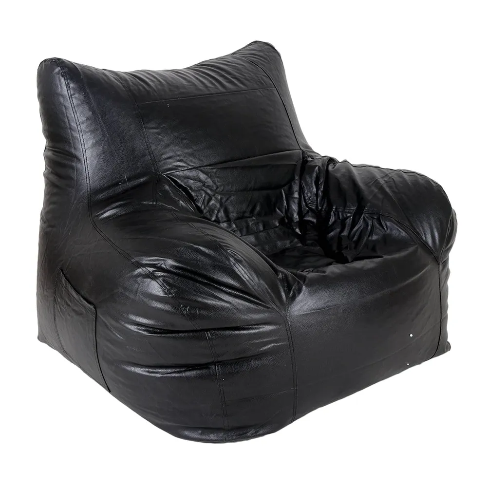 Jumbo Chair Black Cushiony Armchair Bean Bag Cover