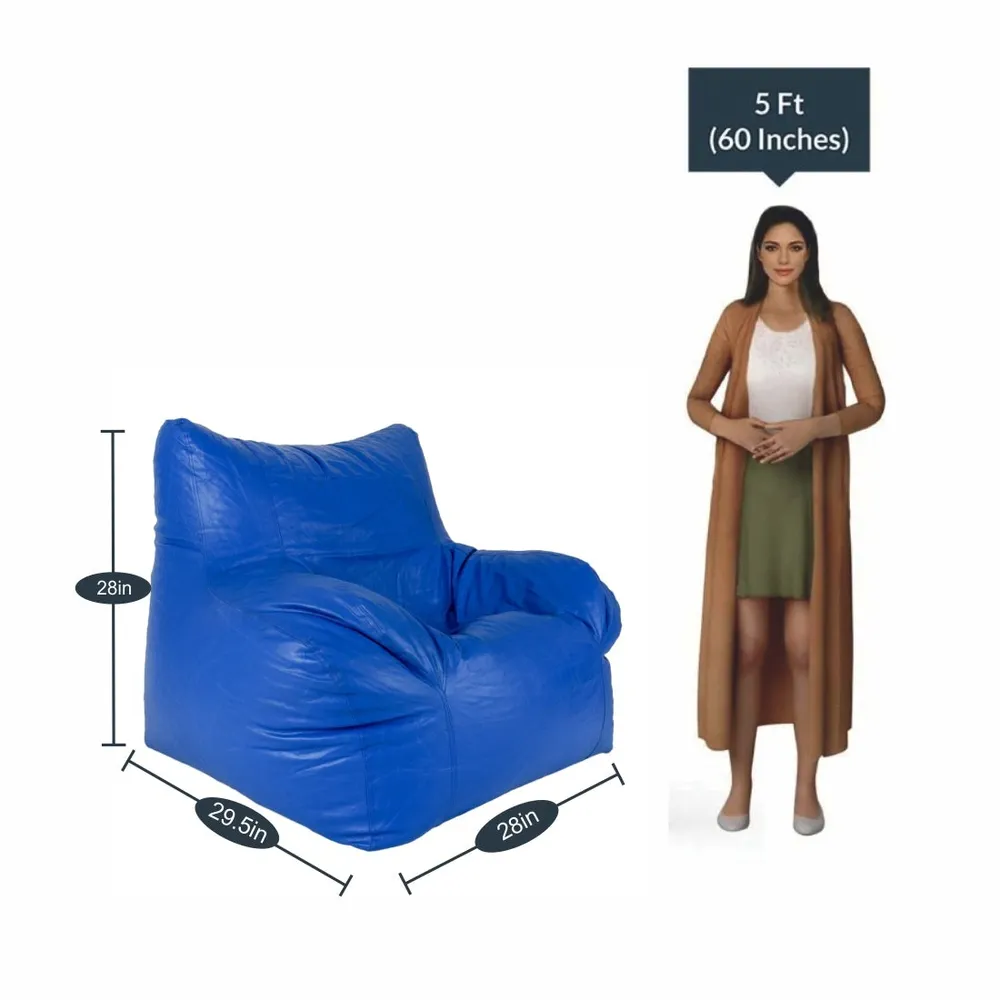 Jumbo Chair Blue Cushiony Armchair Bean Bag Cover