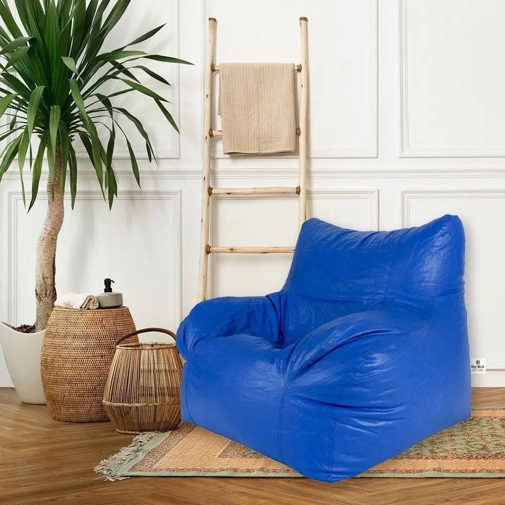 Jumbo Chair Blue Cushiony Armchair Bean Bag Cover