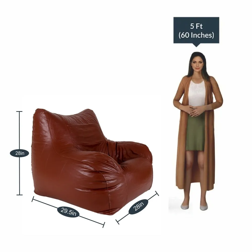 Jumbo Chair Brown Cushiony Armchair Bean Bag Cover