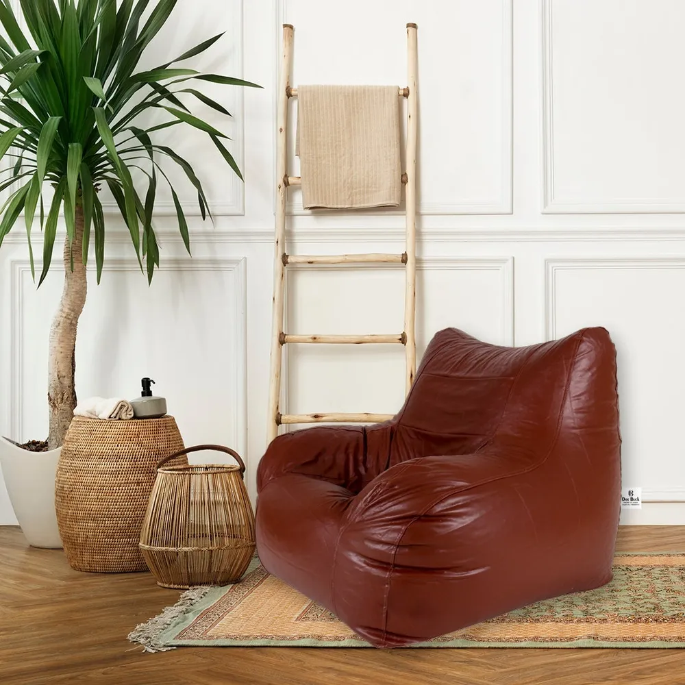 Jumbo Chair Brown Cushiony Armchair Bean Bag Cover
