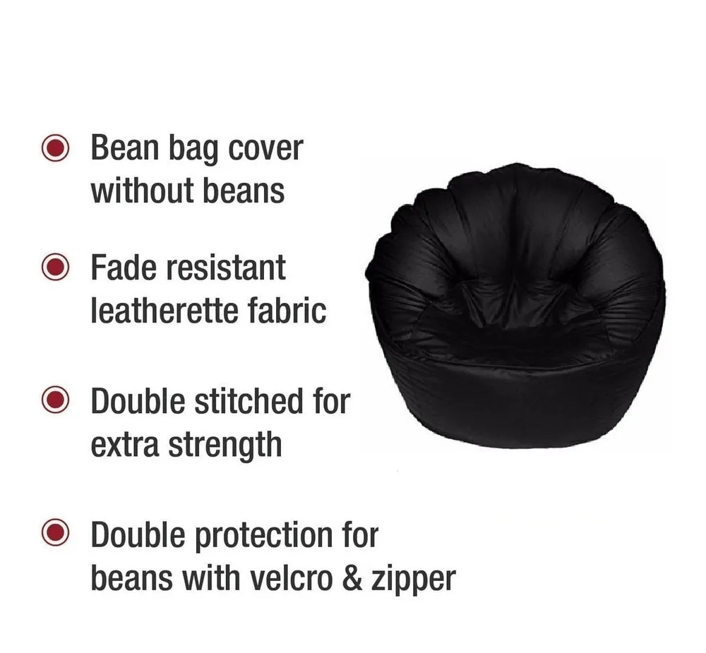 Jumbo Chair/ Muddha Black Cushiony Bean Bag Cover