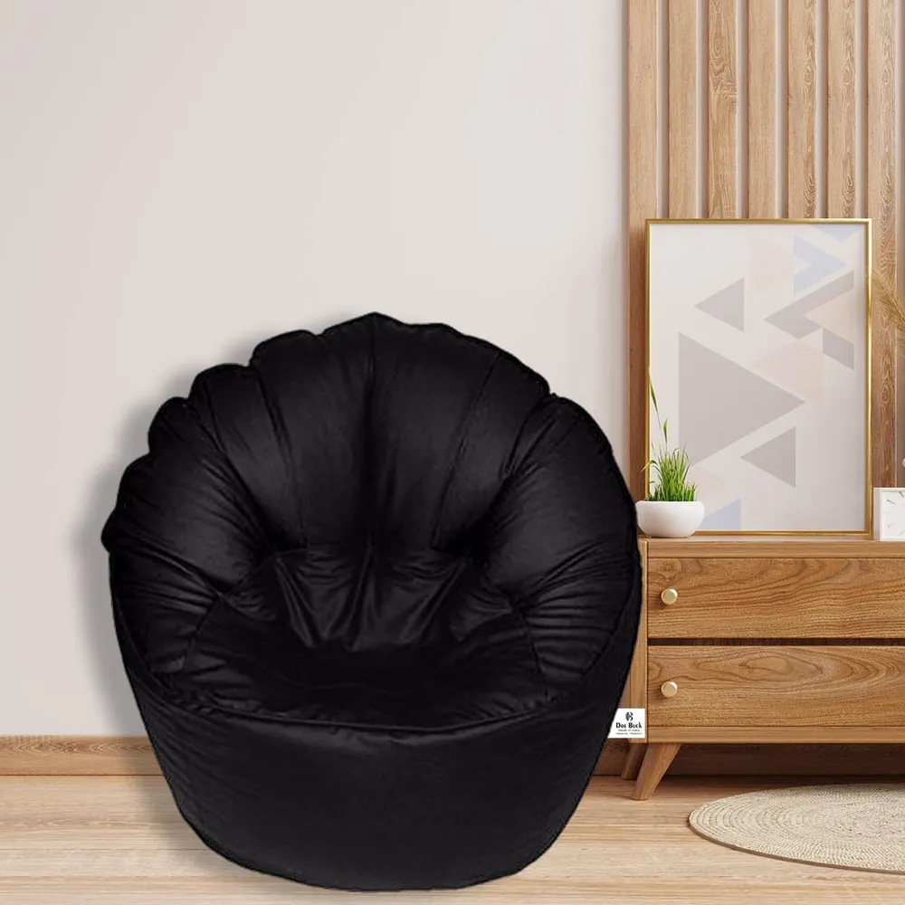 Jumbo Chair/ Muddha Black Cushiony Bean Bag Cover
