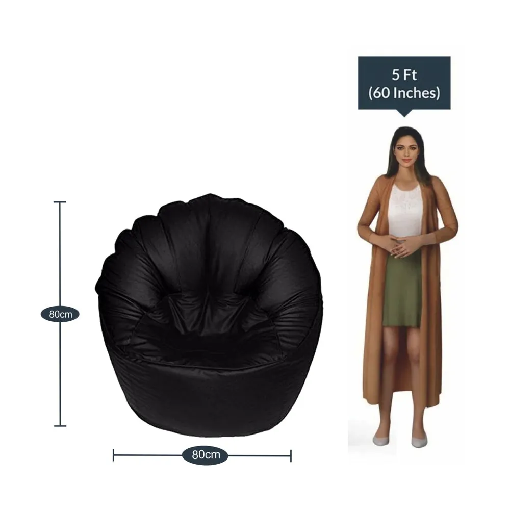 Jumbo Chair/ Muddha Black Cushiony Bean Bag Cover