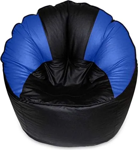 Jumbo Chair/ Muddha Blue & Black Cushiony Bean Bag Cover