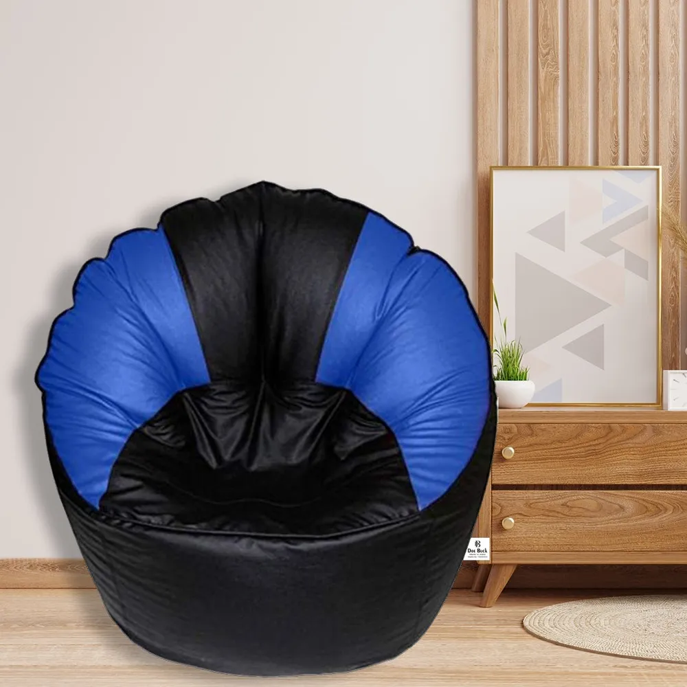Jumbo Chair/ Muddha Blue & Black Cushiony Bean Bag Cover