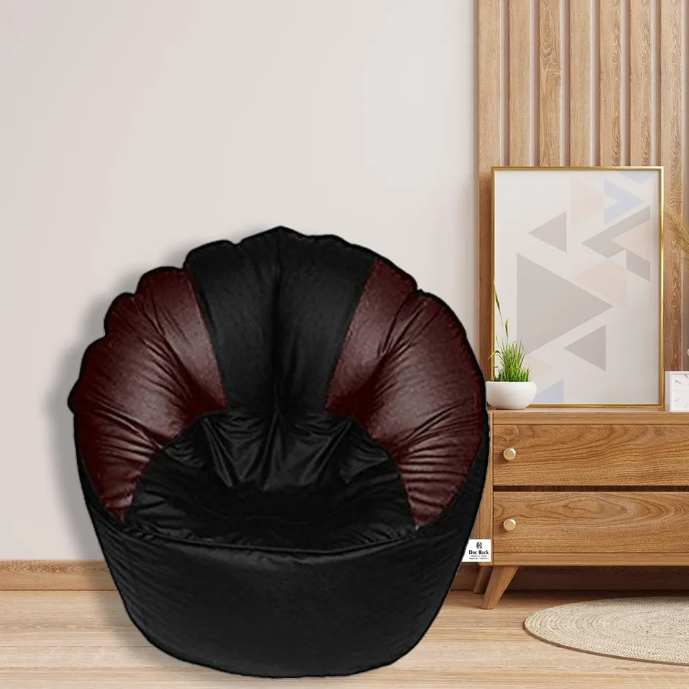 Jumbo Chair/ Muddha Brown & Black Cushiony Bean Bag Cover