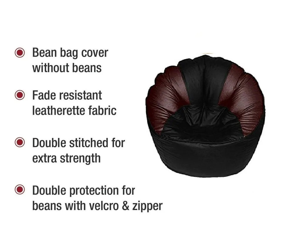 Jumbo Chair/ Muddha Brown & Black Cushiony Bean Bag Cover