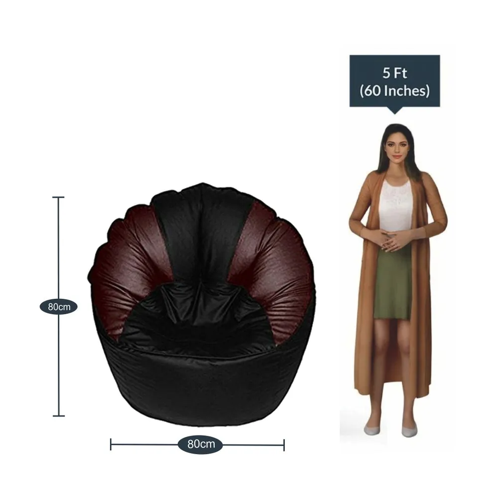 Jumbo Chair/ Muddha Brown & Black Cushiony Bean Bag Cover