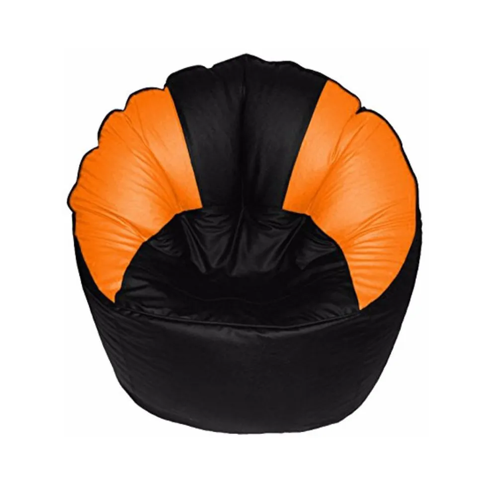 Jumbo Chair/ Muddha Orange & Black Cushiony Bean Bag Cover