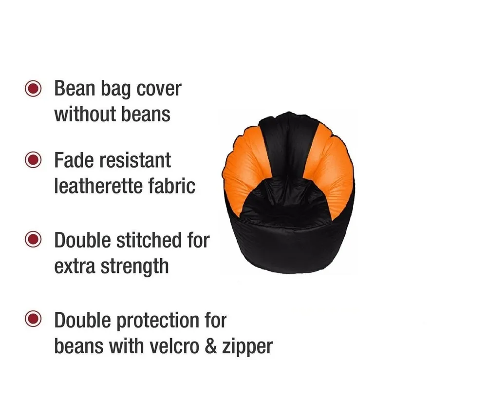Jumbo Chair/ Muddha Orange & Black Cushiony Bean Bag Cover