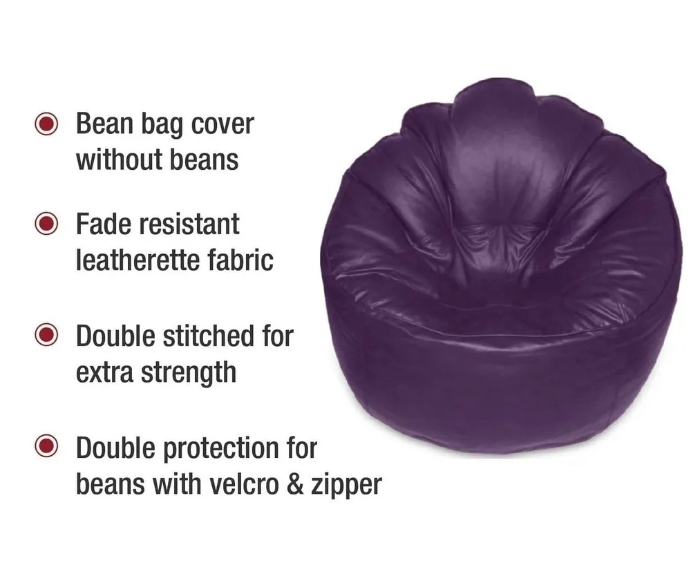 Jumbo Chair/ Muddha Purple Cushiony Bean Bag Cover