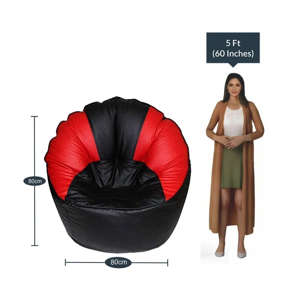 Jumbo Chair/ Muddha Red & Black Cushiony Bean Bag Cover