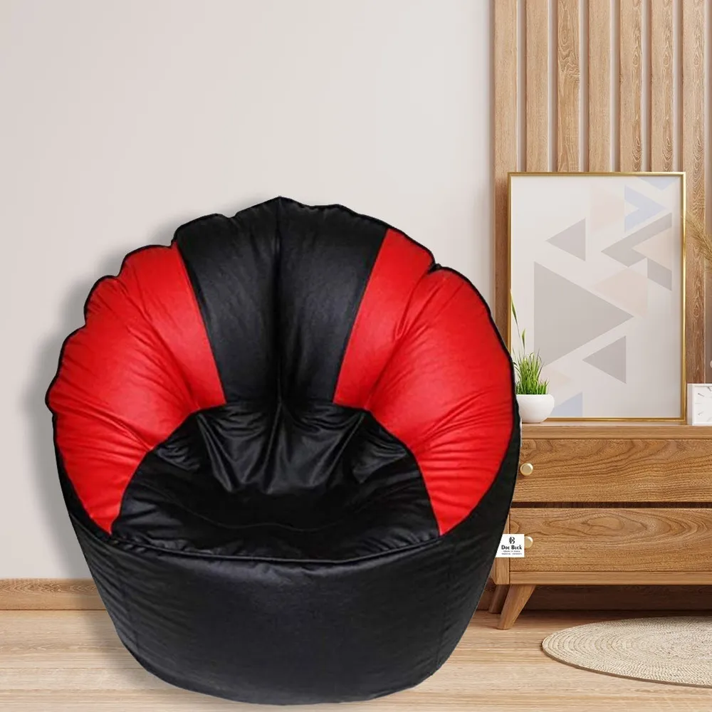 Jumbo Chair/ Muddha Red & Black Cushiony Bean Bag Cover