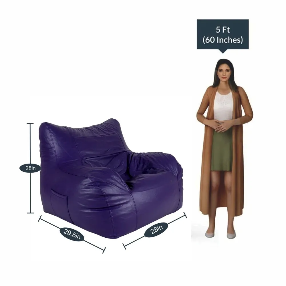 Jumbo Chair Purple Cushiony Armchair Bean Bag Cover