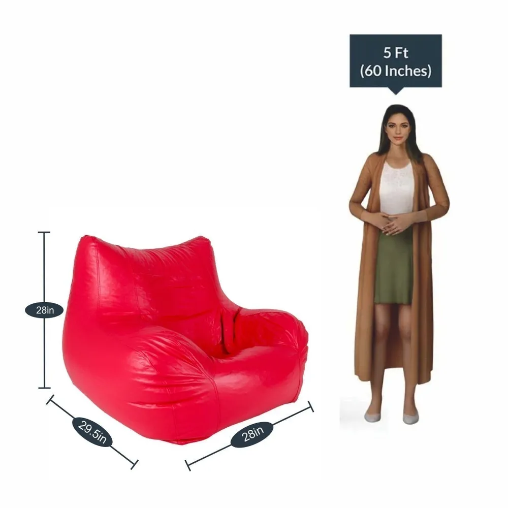 Jumbo Chair Red Cushiony Armchair Bean Bag Cover