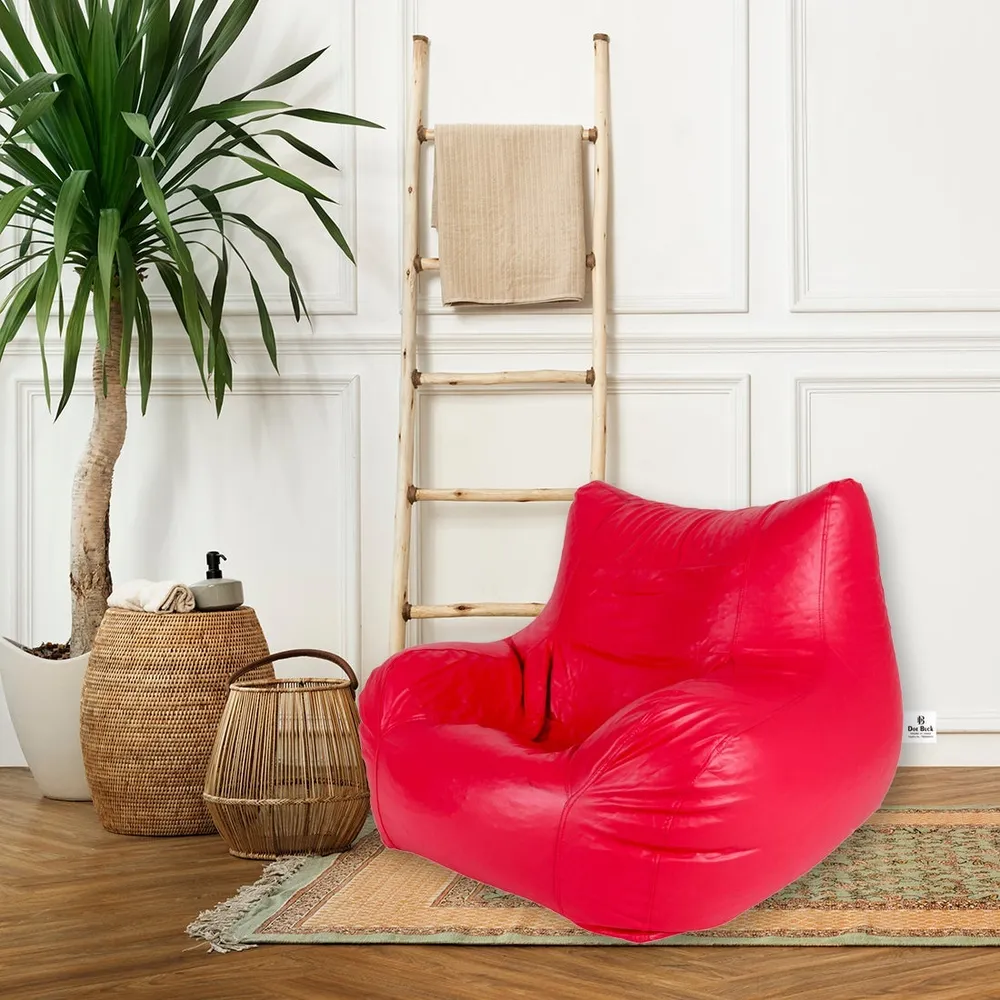 Jumbo Chair Red Cushiony Armchair Bean Bag Cover