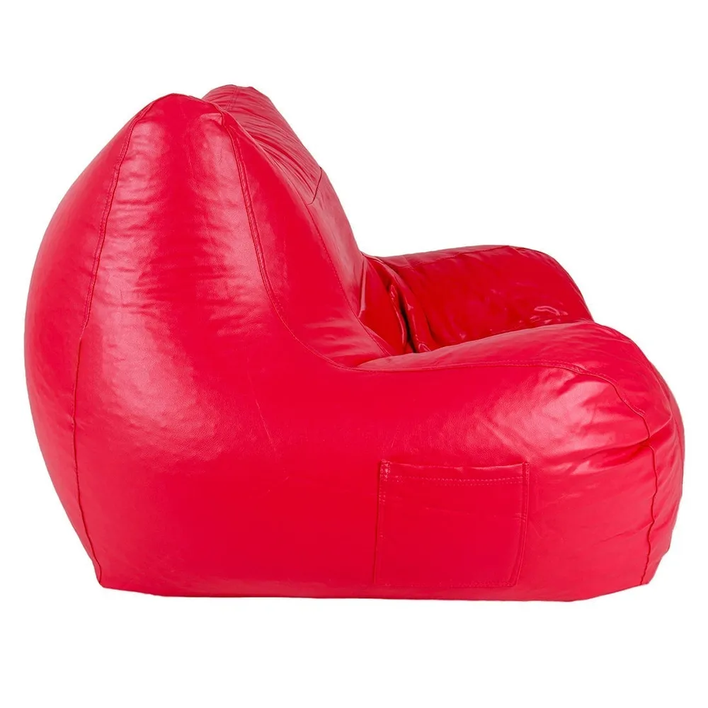 Jumbo Chair Red Cushiony Armchair Bean Bag Cover