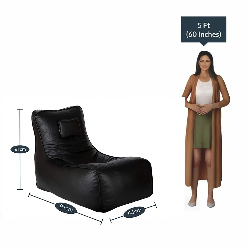 Jumbo Rich Black Lounge Bean Bag Cover