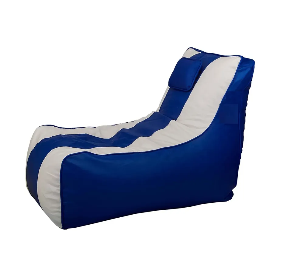 Jumbo White & Blue Lounge Bean Bag Cover