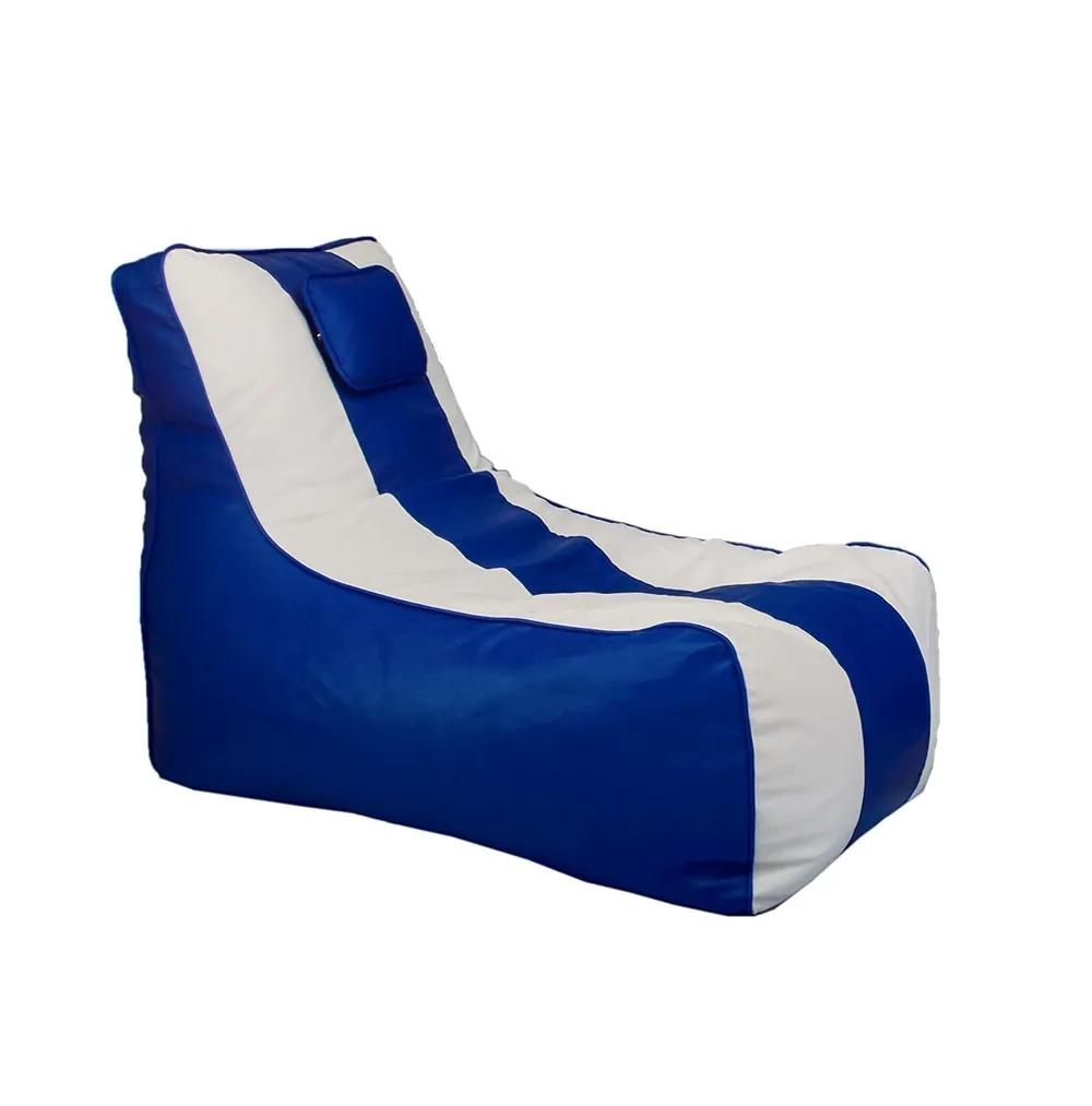 Jumbo White & Blue Lounge Bean Bag Cover