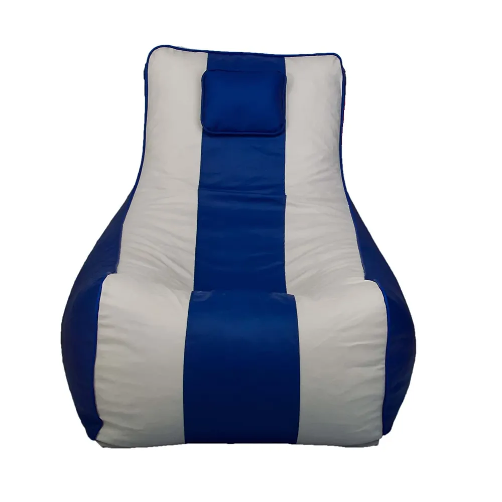 Jumbo White & Blue  Lounge Bean Bag Cover