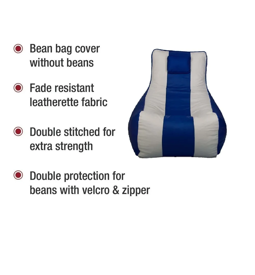 Jumbo White & Blue Lounge Bean Bag Cover