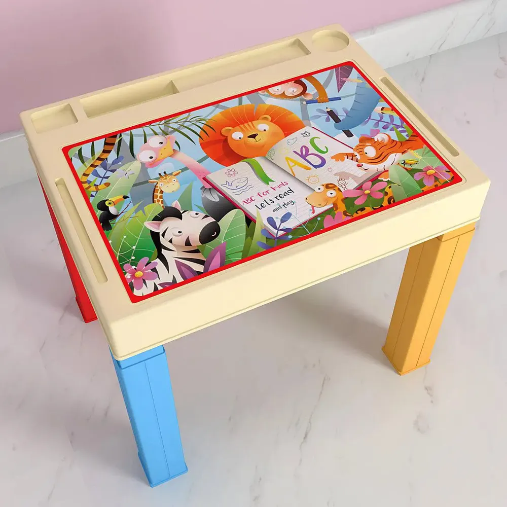 Jungle Adventure Cartoon Study Table for Kids with Colourful Legs