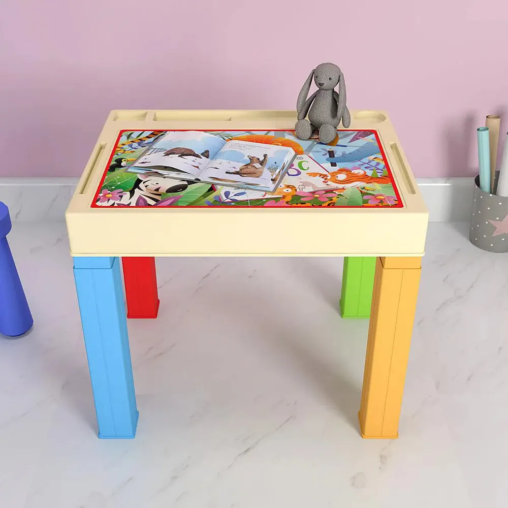 Jungle Adventure Cartoon Study Table for Kids with Colourful Legs