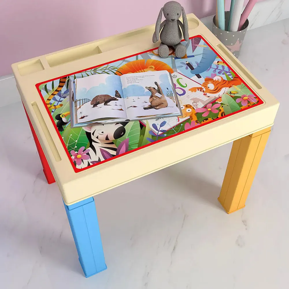 Jungle Adventure Cartoon Study Table for Kids with Colourful Legs